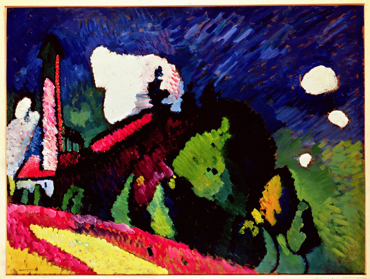 Landschaft mit einem Kirchturm, 1909 von Wassily Kandinsky