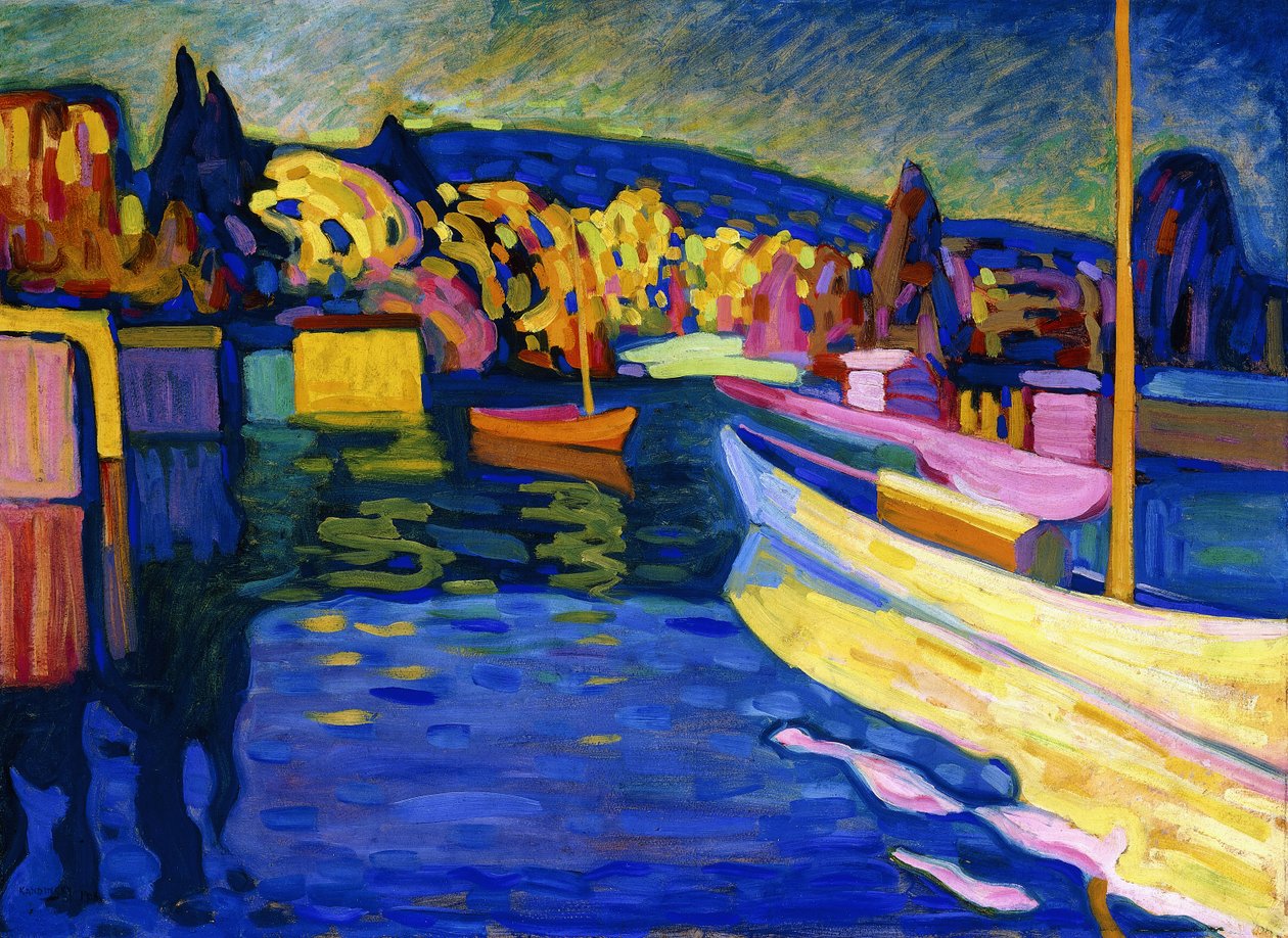 Herbstlandschaft mit Booten von Wassily Kandinsky