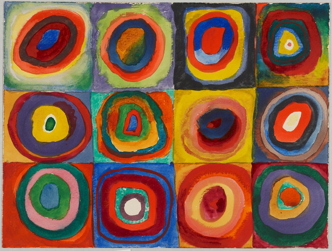 Farbstudie – Quadrate mit konzentrischen Ringen von Wassily Kandinsky