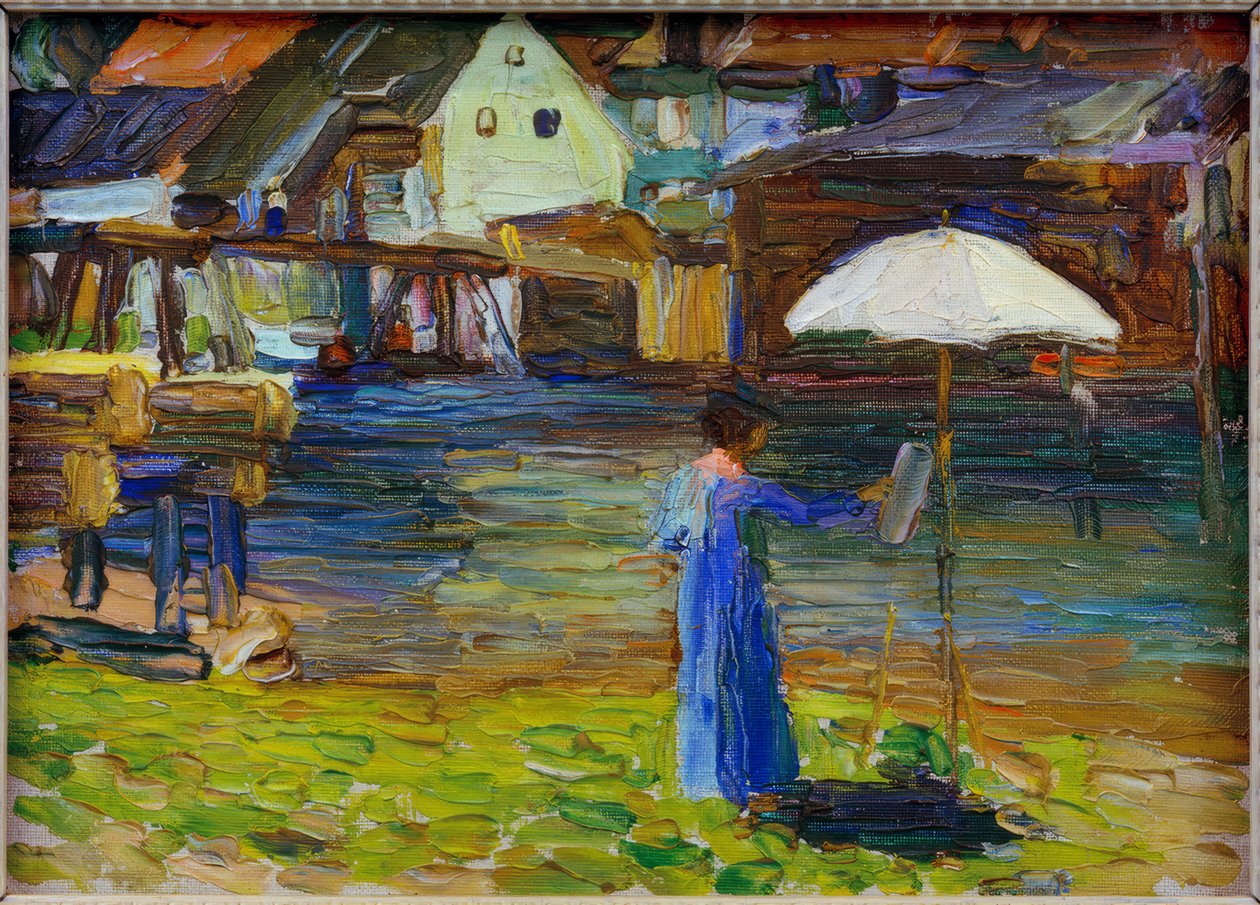 Kallmünz – Gabriele Münter beim Malen I von Wassily Kandinsky