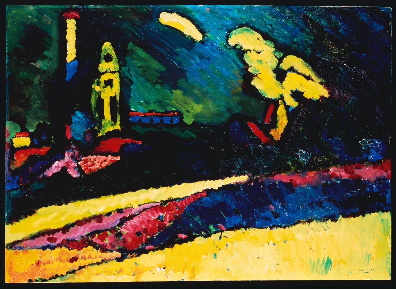 Murnau, Landschaft mit Kirche I von Wassily Kandinsky