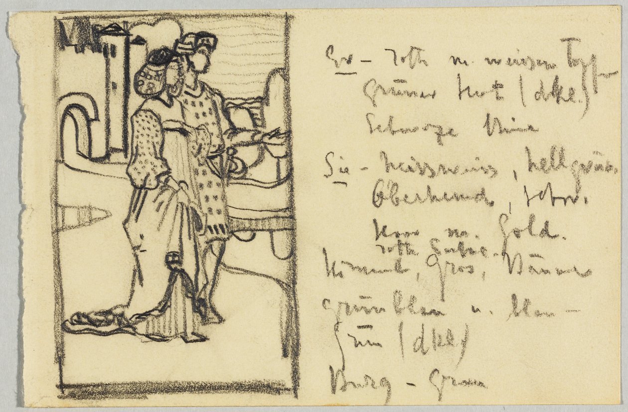Paar in mittelalterlichem Kostüm vor Burg von Wassily Kandinsky