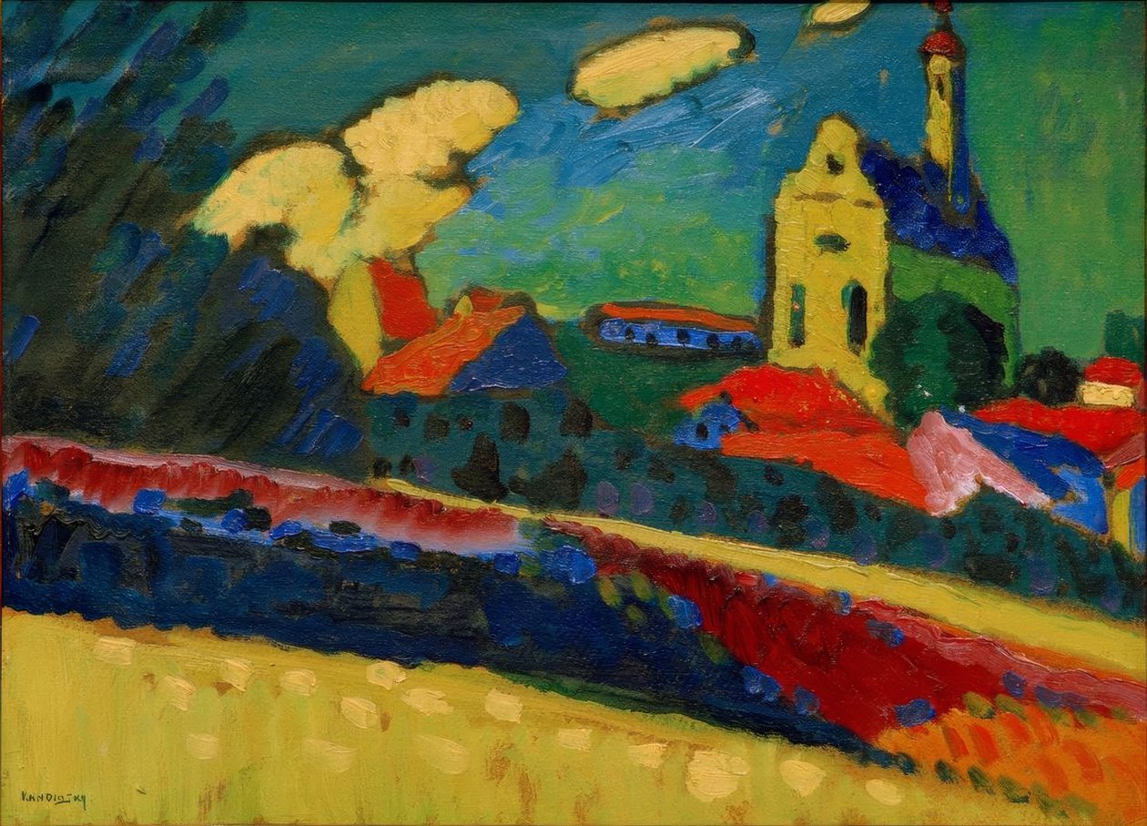 Studie zu Murnau – Landschaft mit Kirche von Wassily Kandinsky