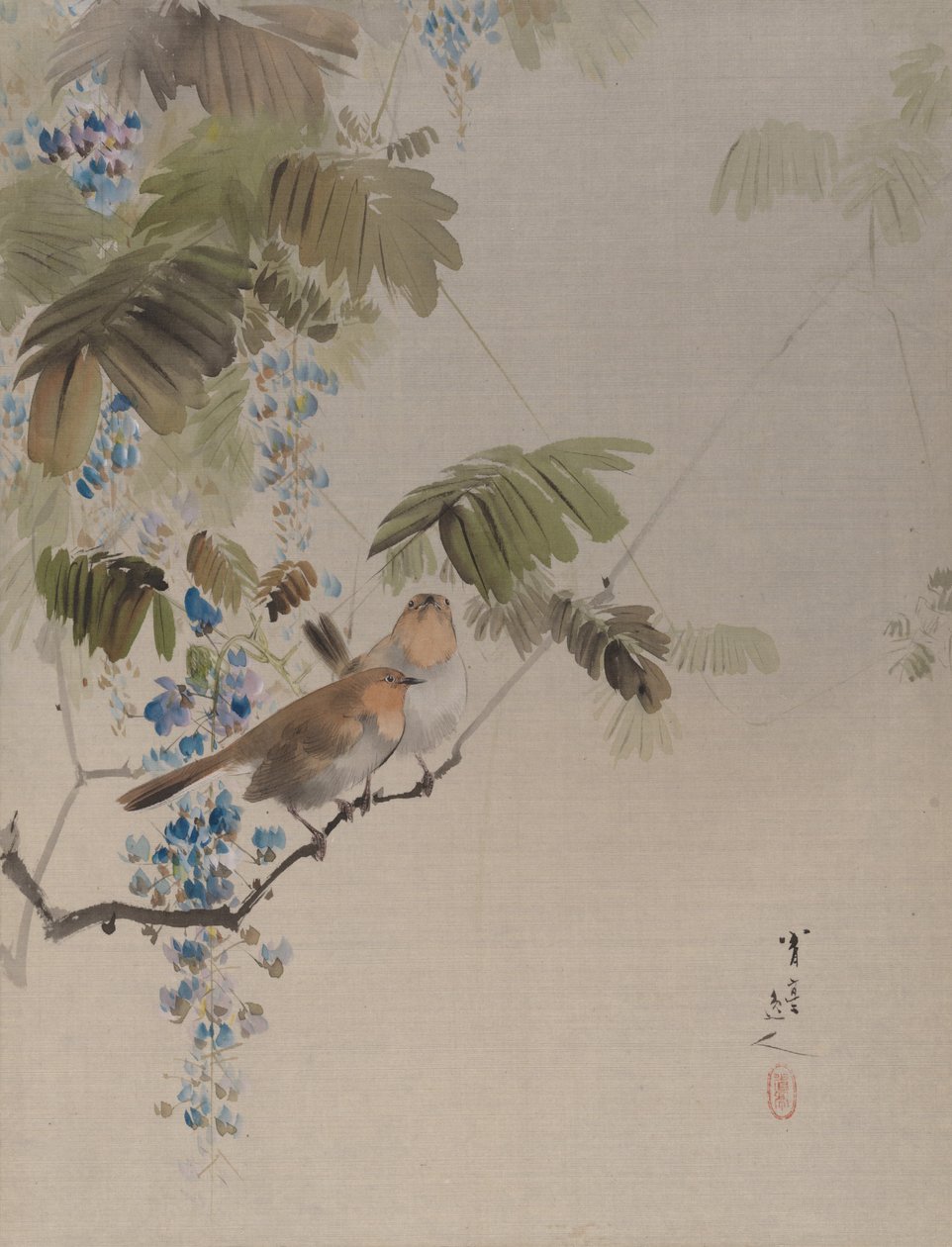 Vögel und Blumen (ca. 1887) von Watanabe Seitei