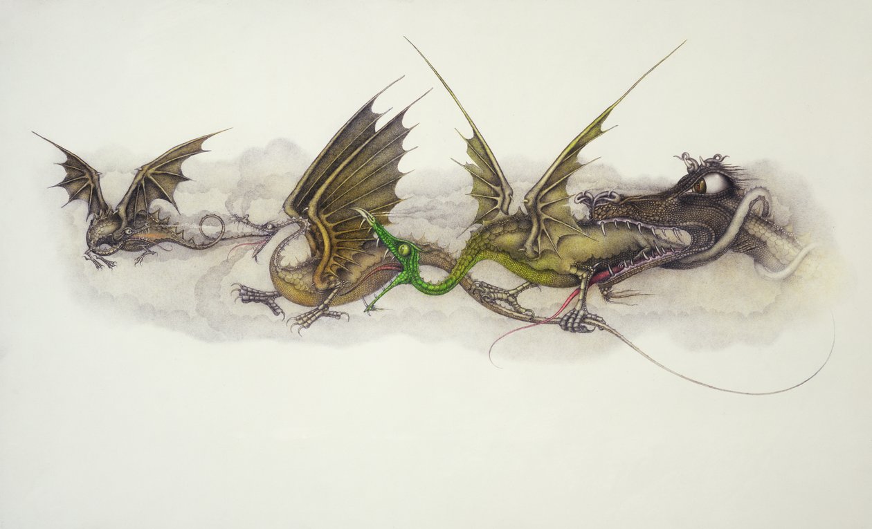 Große Drachen fressen kleine Drachen von Wayne Anderson