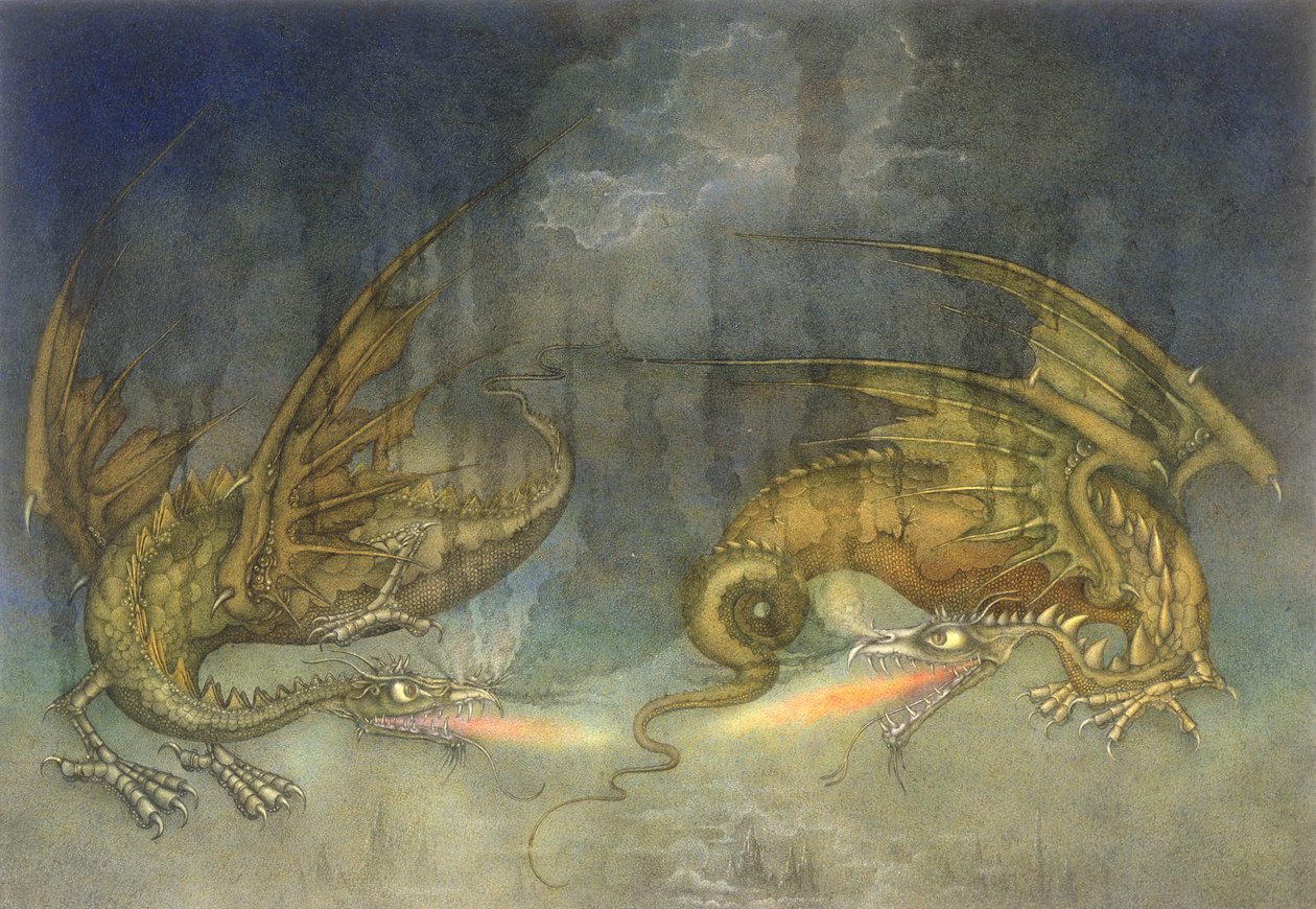 Kämpfende Drachen von Wayne Anderson