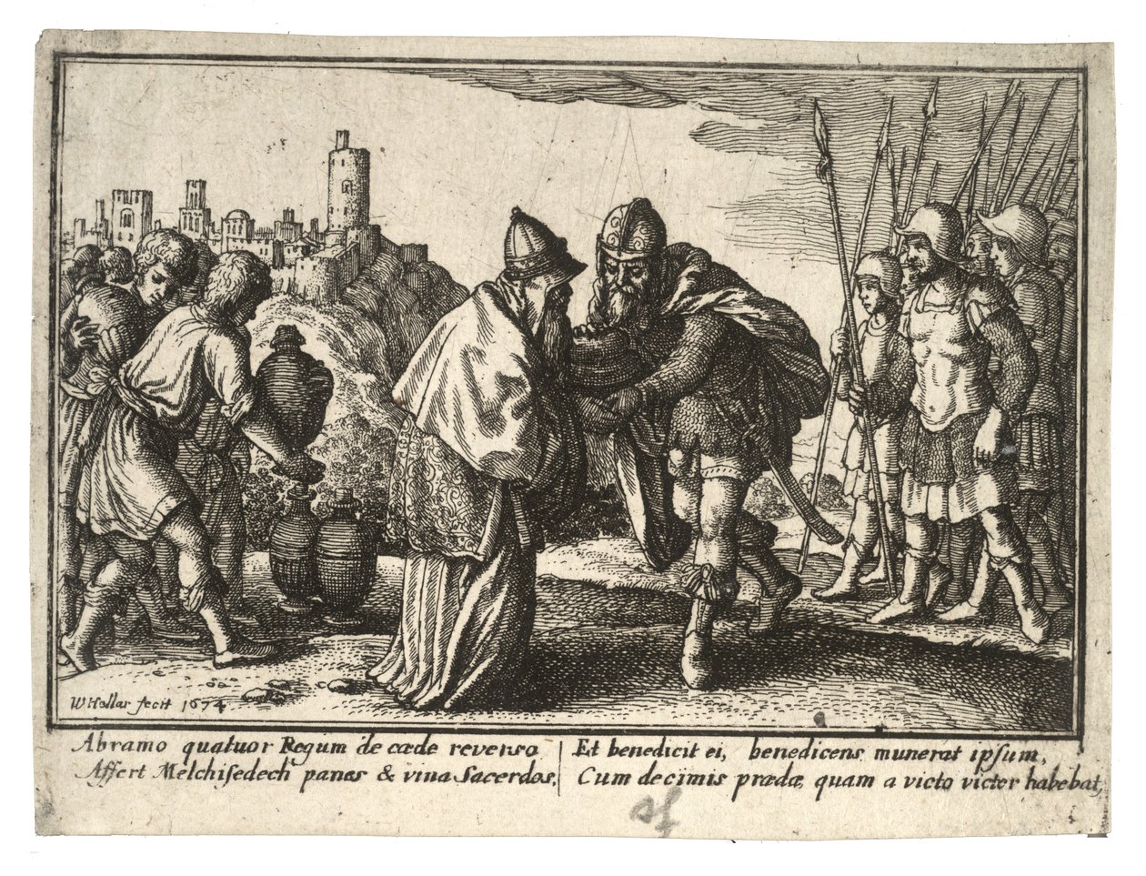 Abraham und Melchisedek von Wenceslaus Hollar