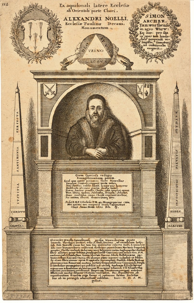 Alexander Nowell (Denkmal). Zustand 3 von Wenceslaus Hollar