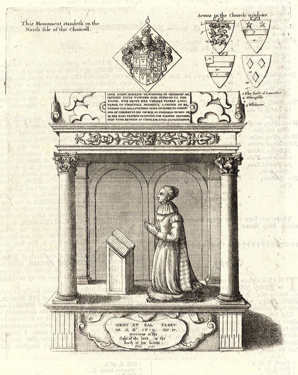 Jane St Andrew (Denkmal). Zustand 2 von Wenceslaus Hollar