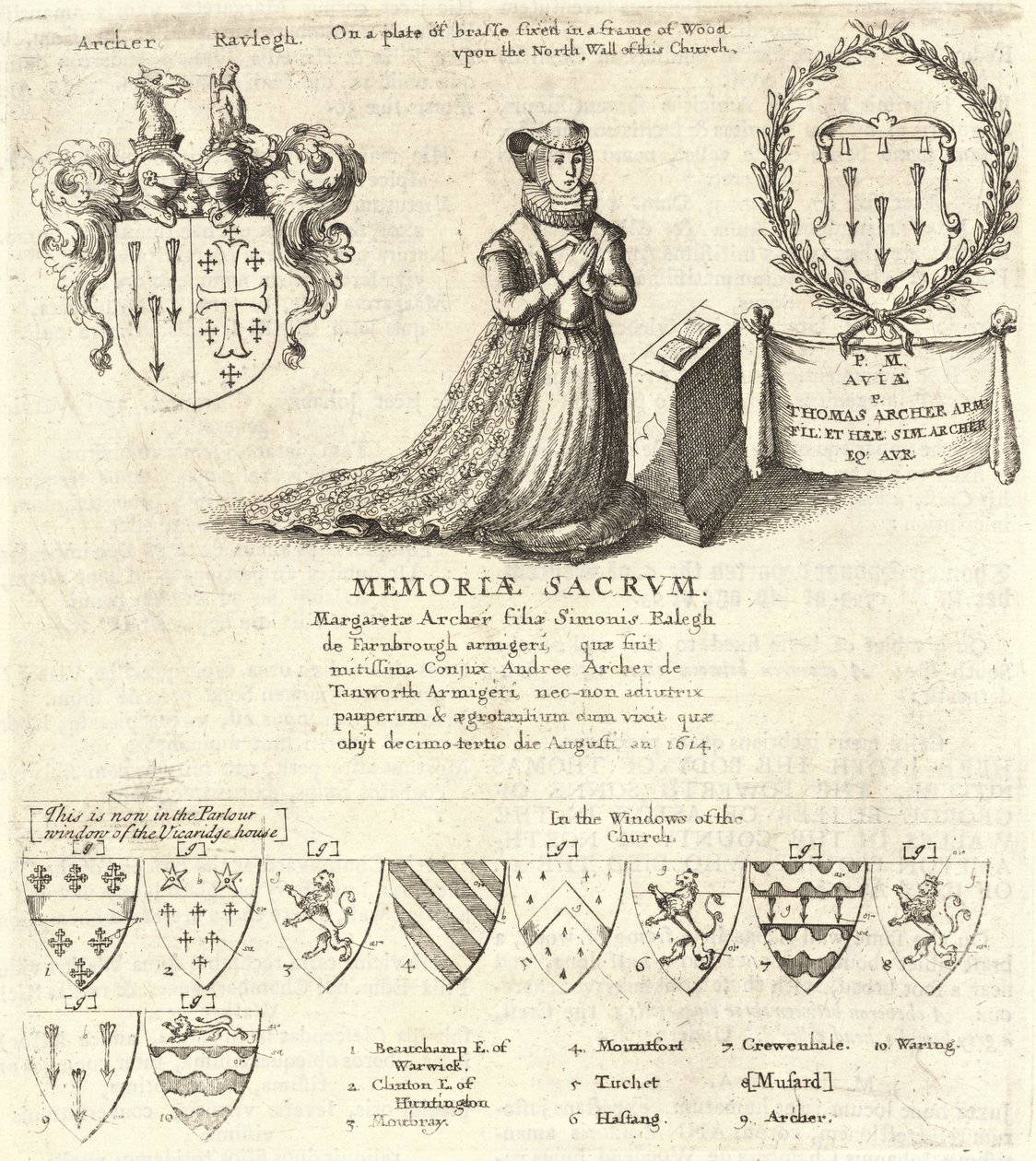 Margaret Archer (Denkmal). Zustand 2 von Wenceslaus Hollar