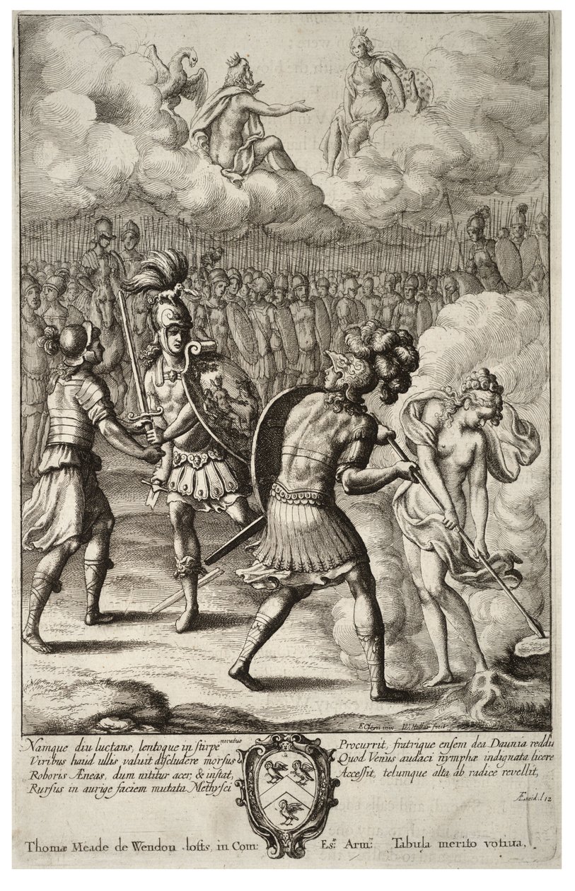Der letzte Kampf von Aeneas und Turnus. Zustand 1 von Wenceslaus Hollar