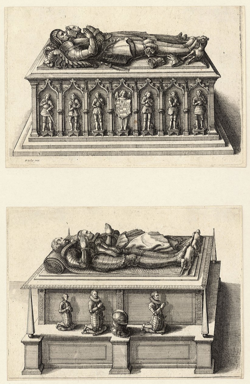 Zwei Gräber von Wenceslaus Hollar