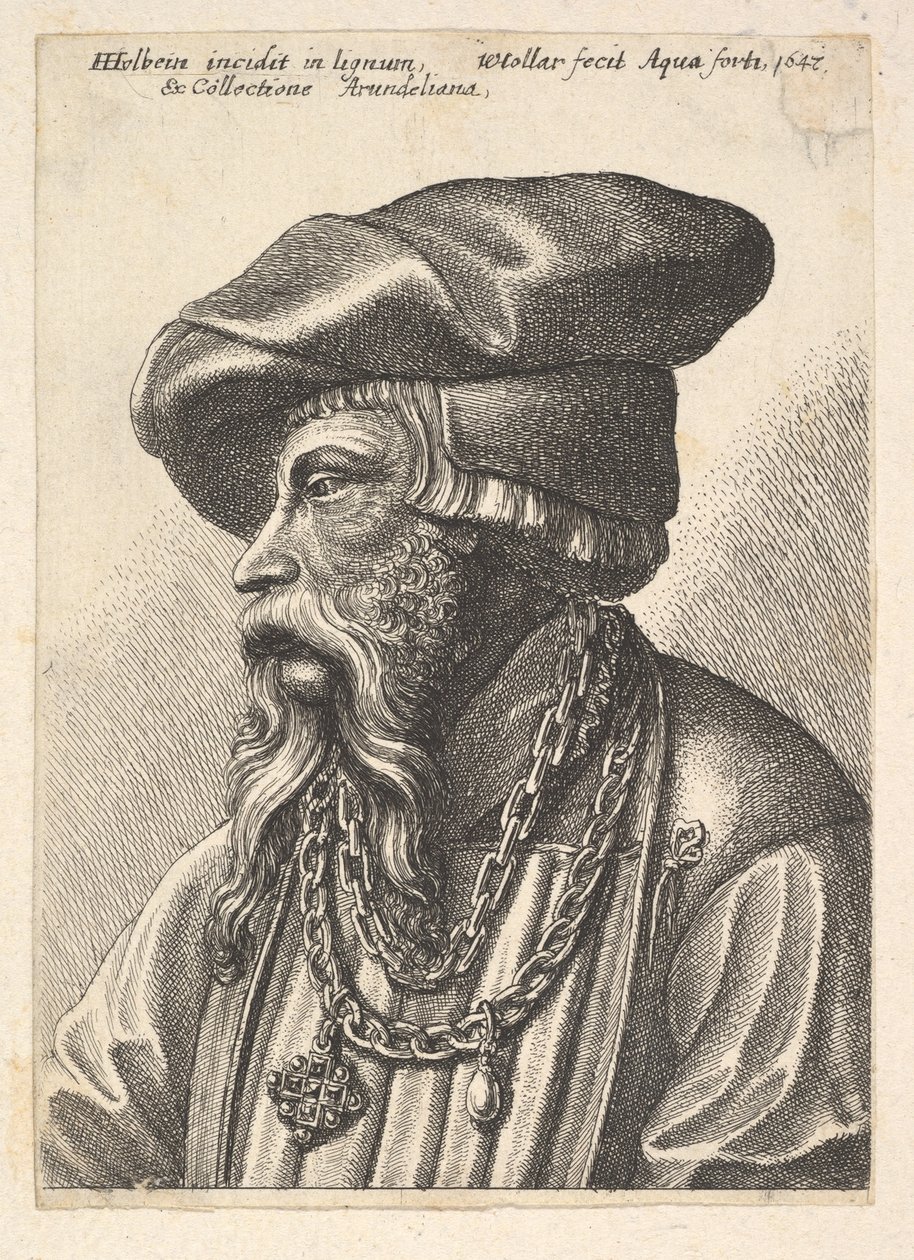 Bärtiger Mann mit Kettenhalsband, 1647 von Wenceslaus Hollar
