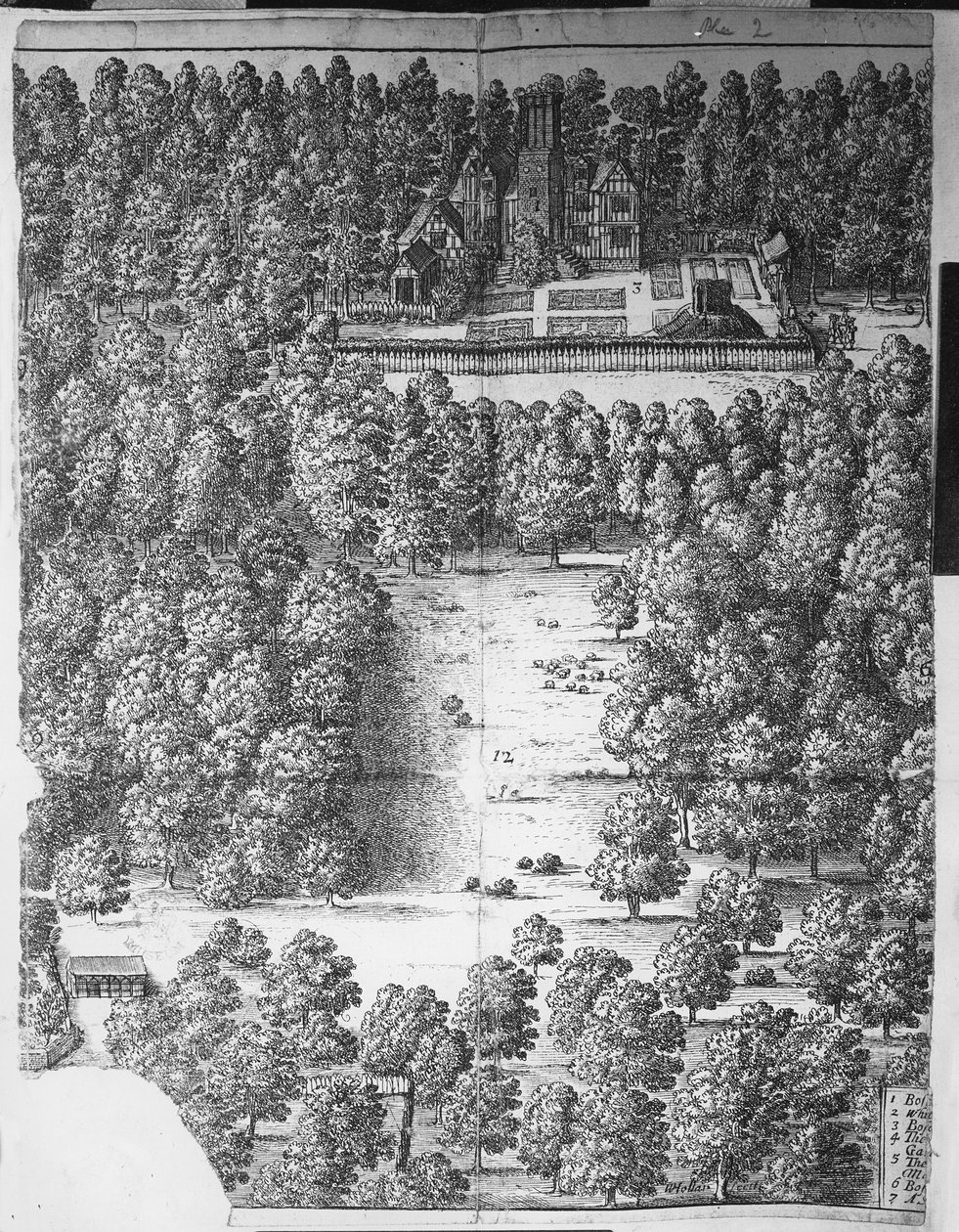 Boscobel House und Park, 1651 von Wenceslaus Hollar