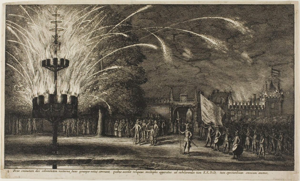 Feuerwerk in Hemissem von Wenceslaus Hollar