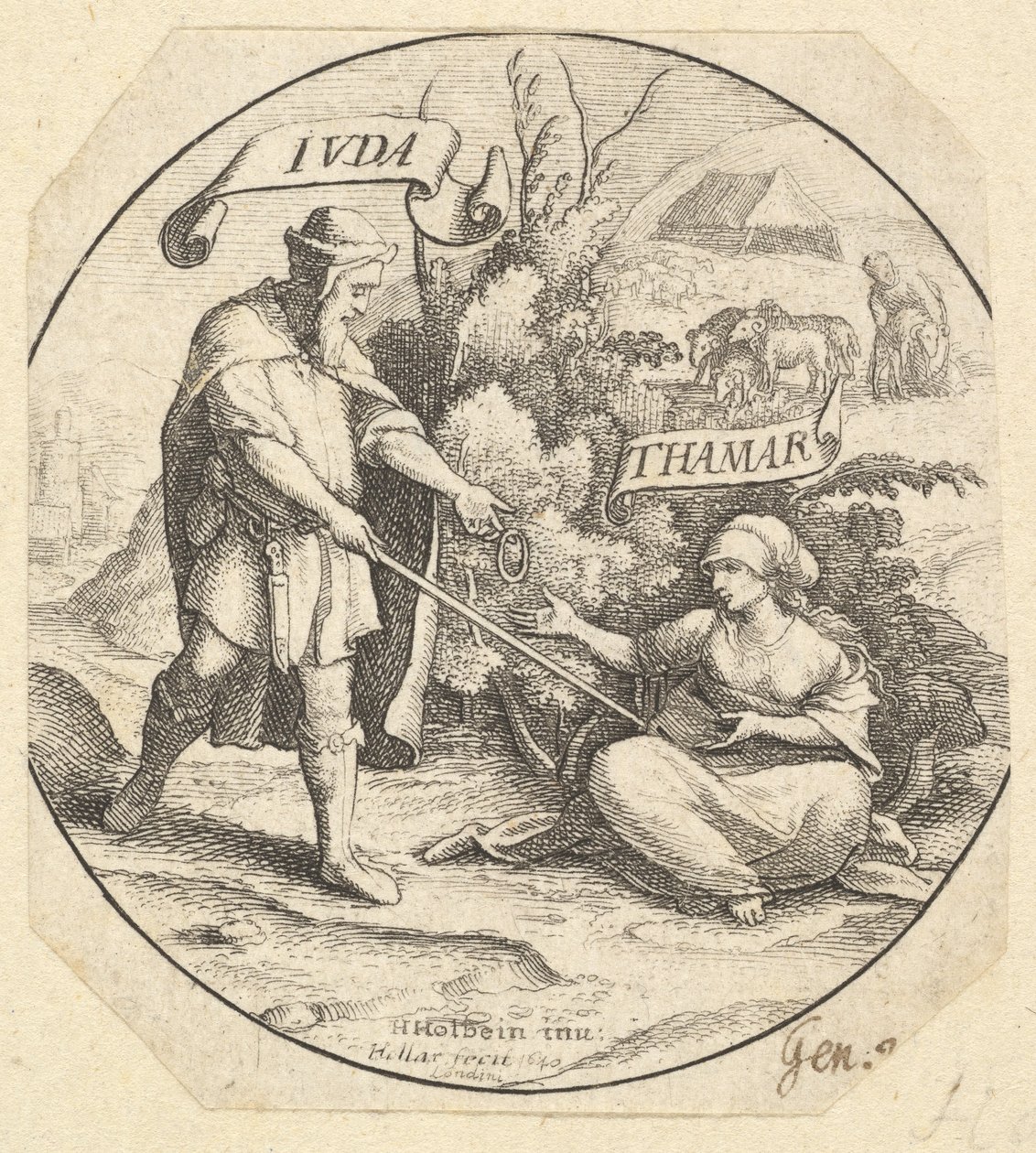 Juda und Tamar, 1640 von Wenceslaus Hollar