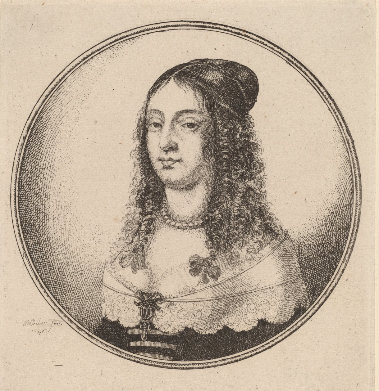 Dame mit Bändern in den Locken, 1646 von Wenceslaus Hollar