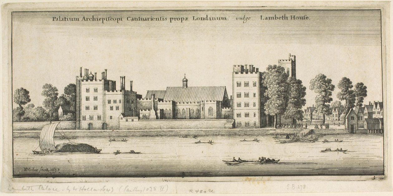 Lambeth Palace vom Fluss aus von Wenceslaus Hollar