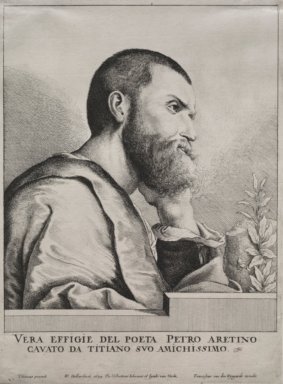 Porträt von Pietro Aretino von Wenceslaus Hollar