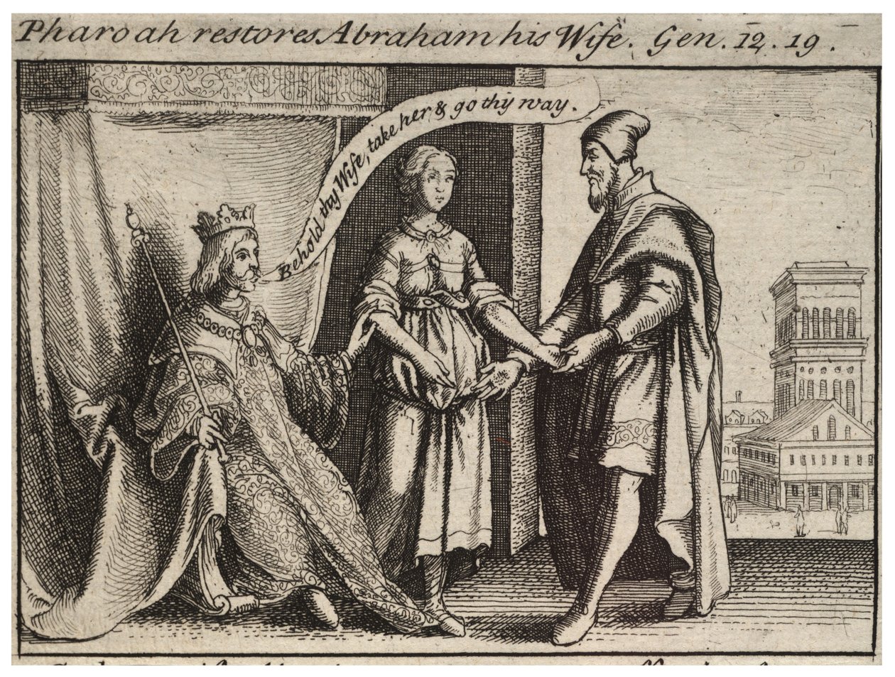 Sarah wird Abraham zurückgegeben. Zustand 2 von Wenceslaus Hollar
