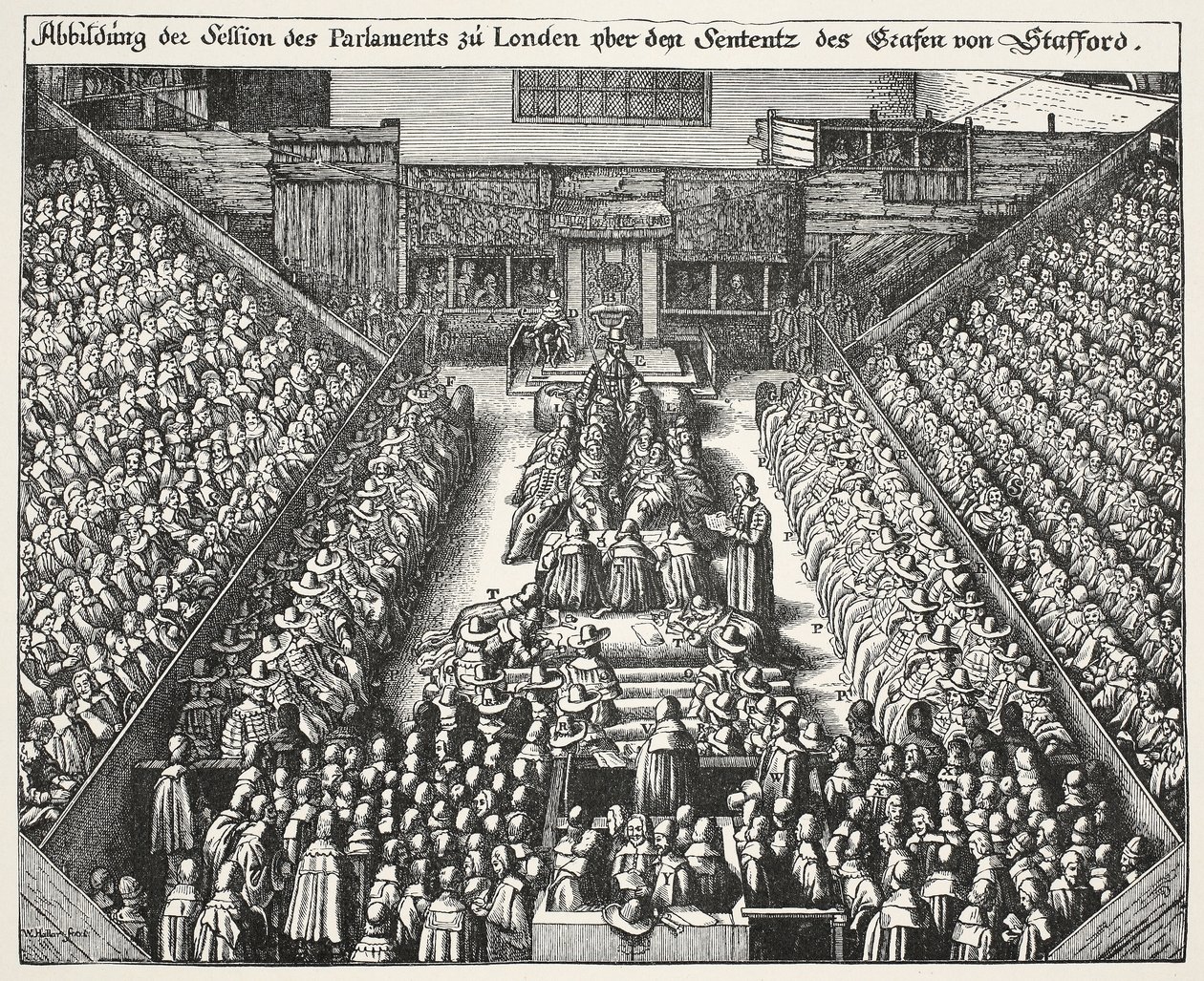 Prozess gegen Strafford, 22. März 1641 von Wenceslaus Hollar