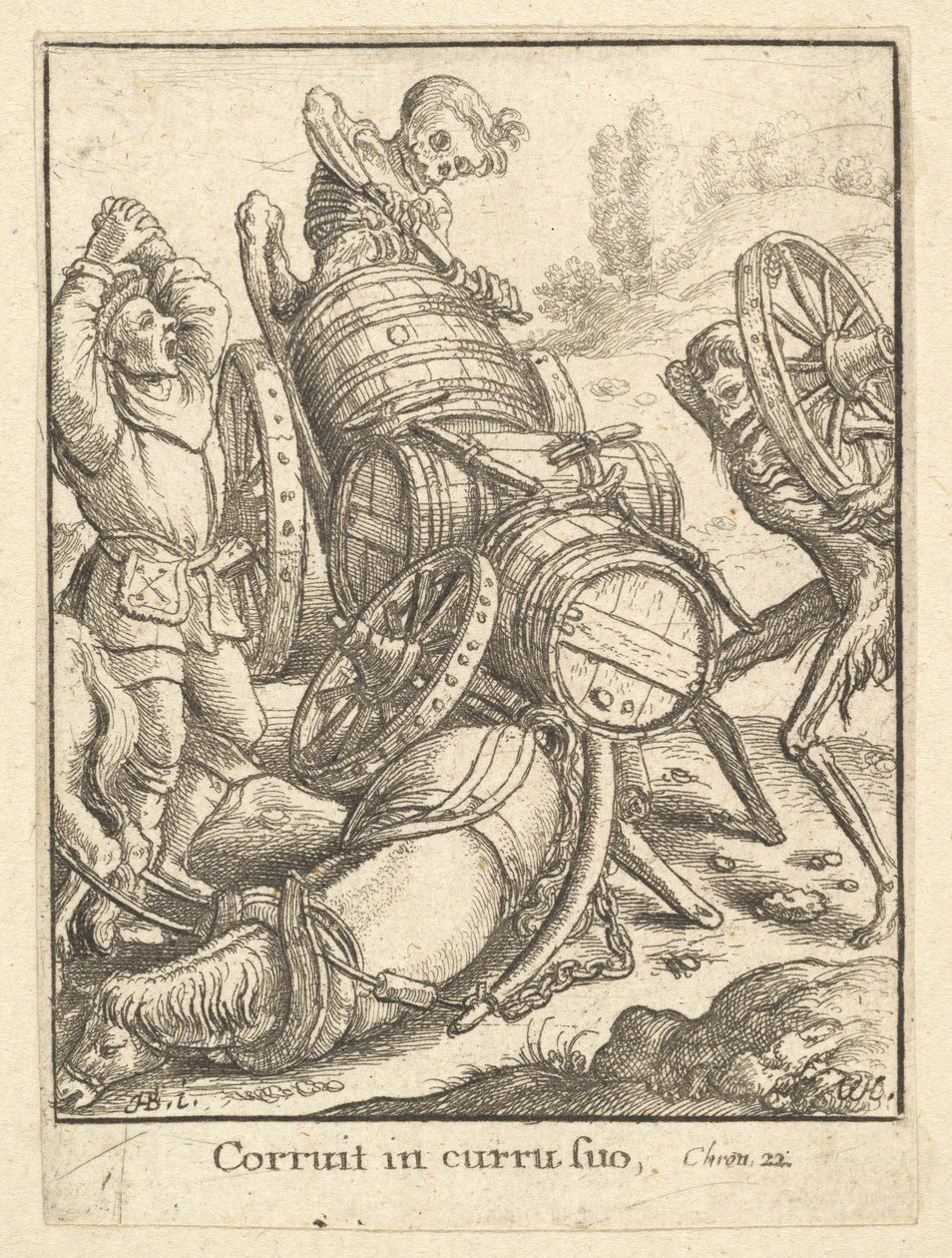 Fuhrmann, aus dem Totentanz, 1651 von Wenceslaus Hollar
