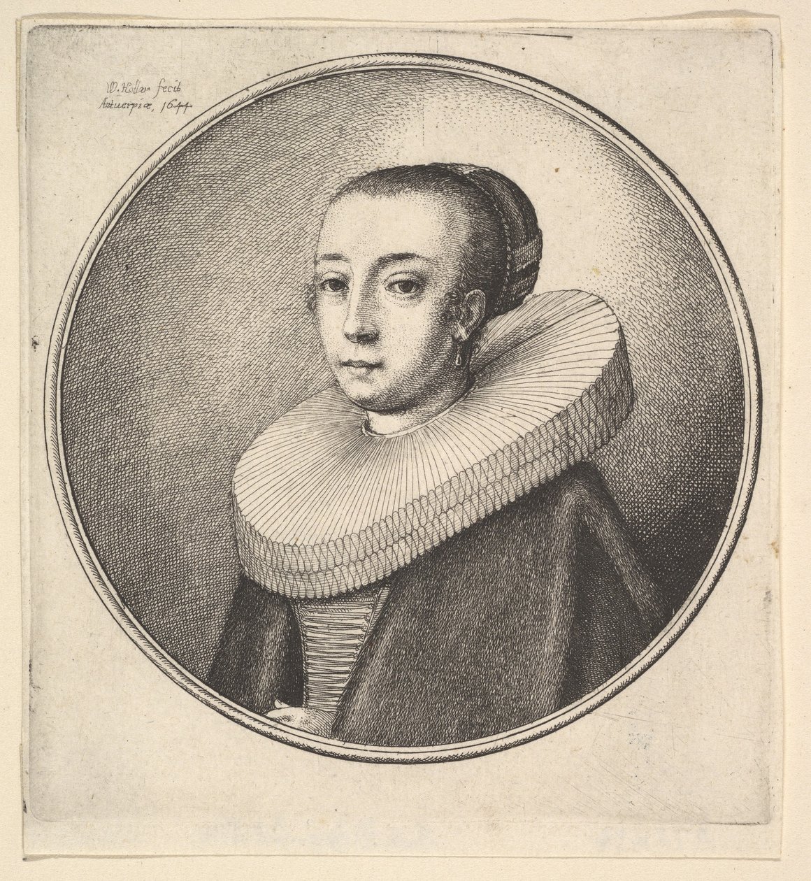 Frau mit kreisförmiger Spitzenkrause von Wenceslaus Hollar