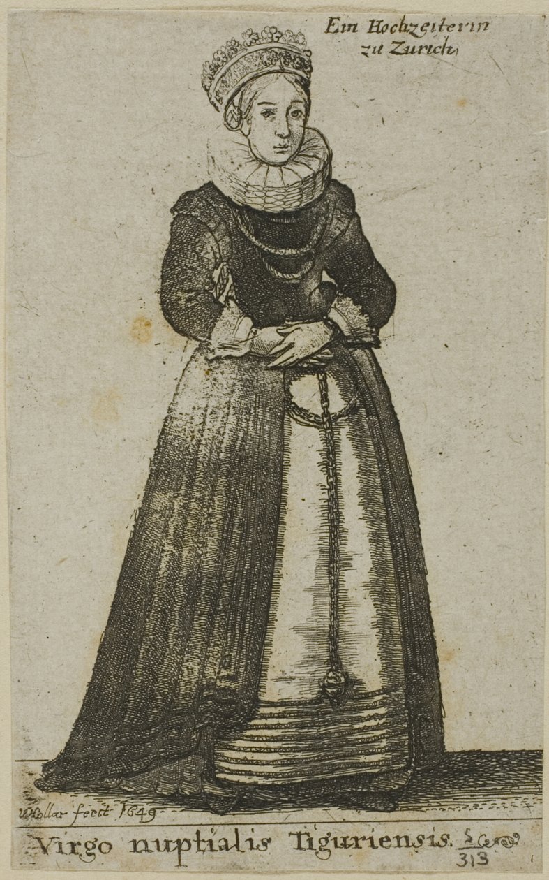 Zürcher Frau im Hochzeitskleid von Wenceslaus Hollar