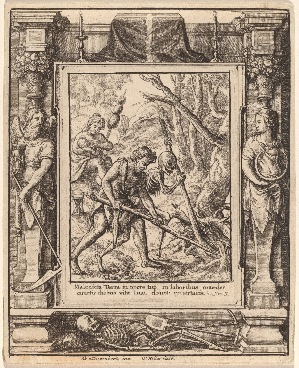 Als Adam grub von Wenceslaus Hollar after Hans Holbein the Younger after Abraham van Diepenbeeck