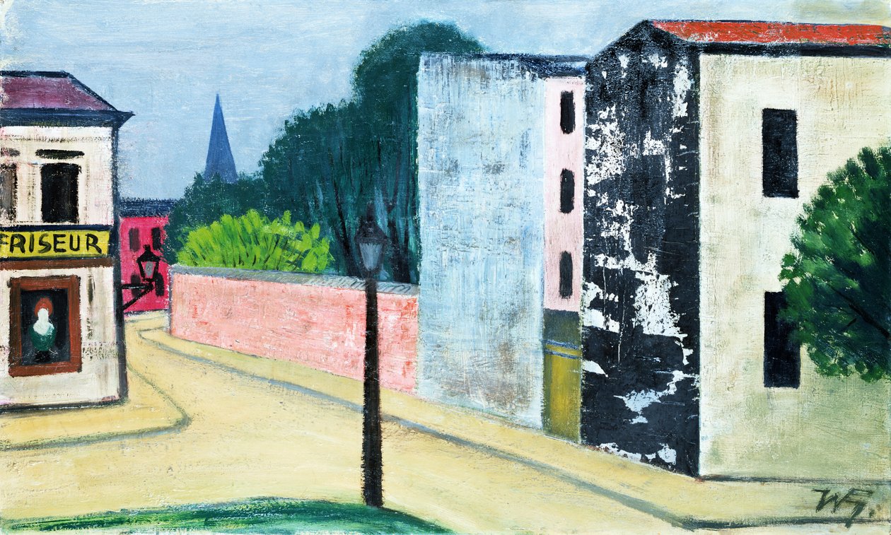 Straße mit einem Friseursalon von Werner Heldt