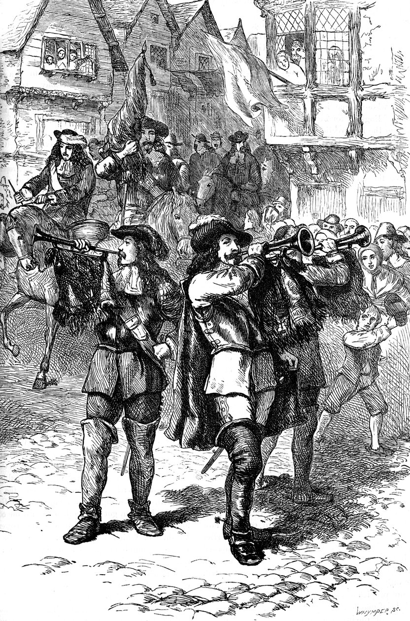 James II. in Boston ausgerufen, 1685 um 1880 von Whymper