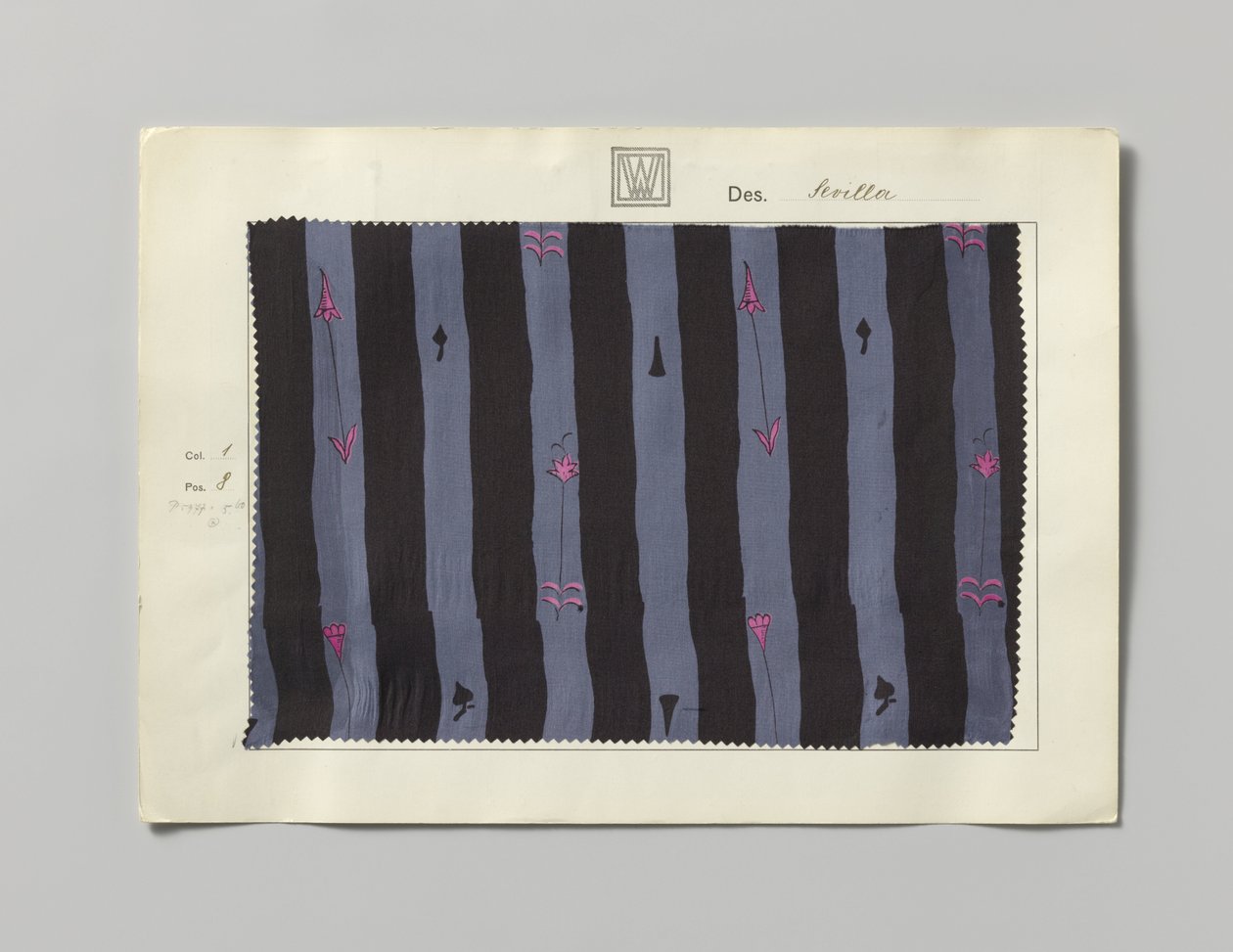 Stoffprobe mit bedruckter Seide, Muster Sevilla von Wiener Werkstätte