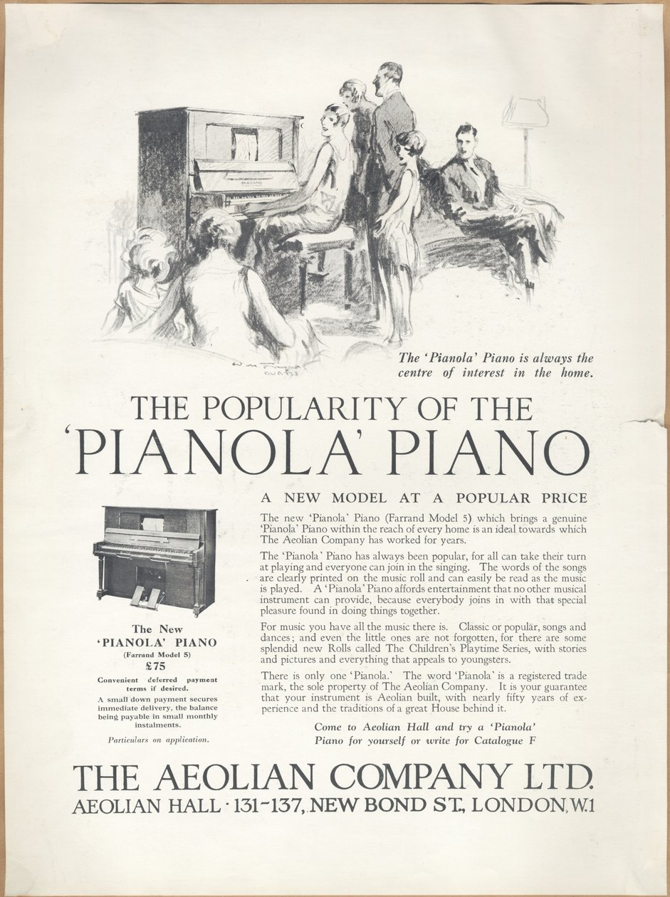 Aeolian Company Pianolas, 1920er Jahre von Wilfred Fryer