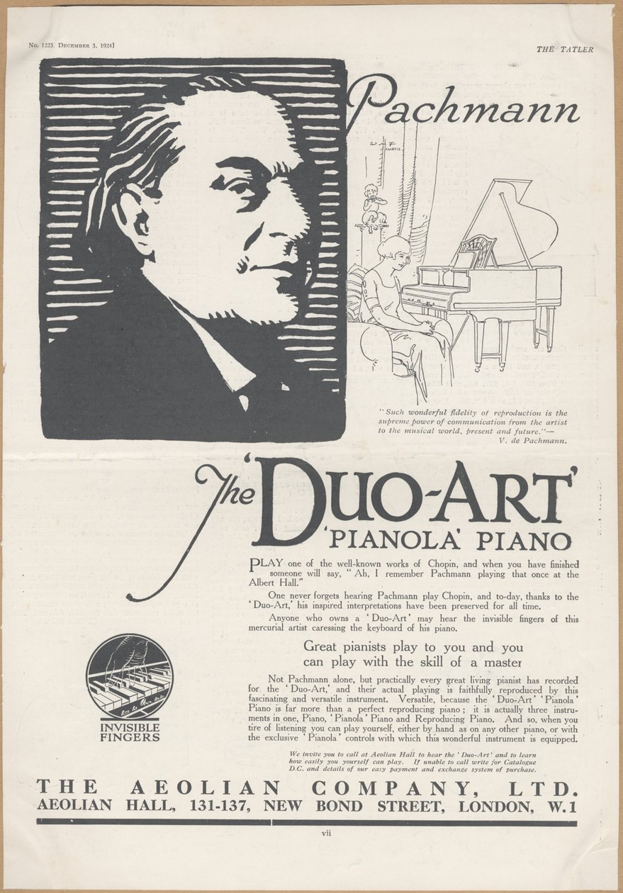 Aeolian Company Pianolas, 1924 von Wilfred Fryer