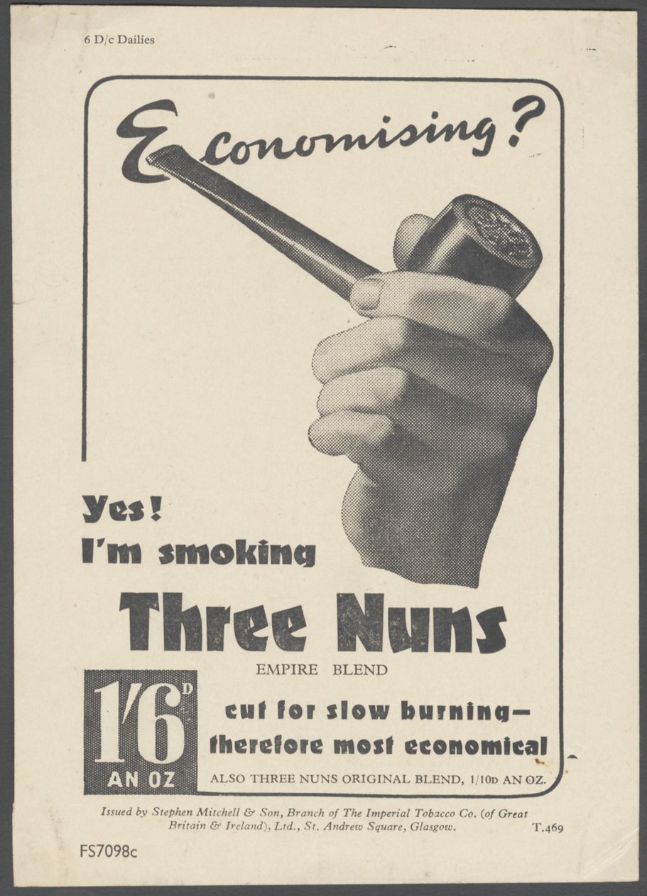 Three Nuns Pfeifentabak, ca. 1930er Jahre von Wilfred Fryer