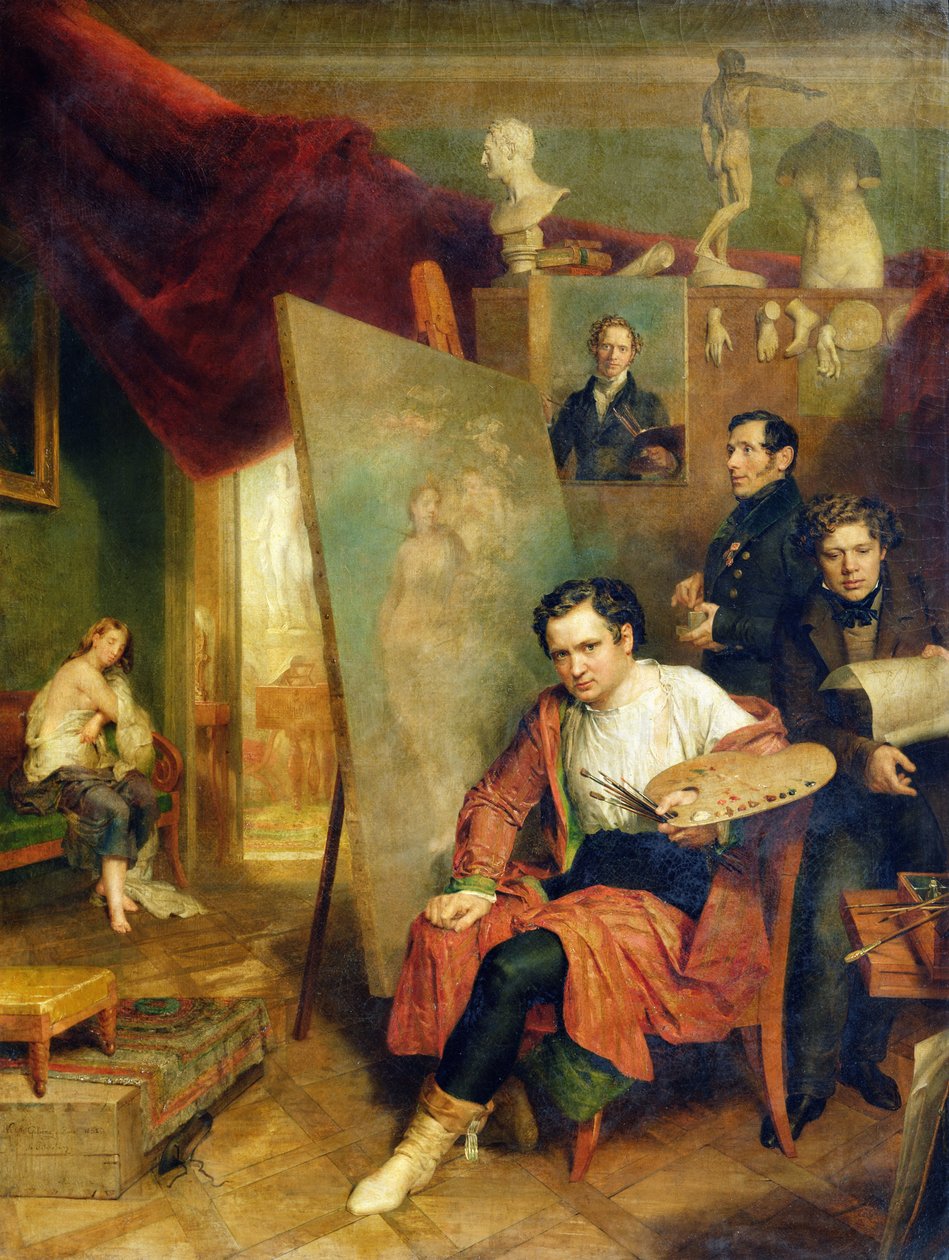 Im Atelier des Malers, 1832 von Wilhelm August Golicke