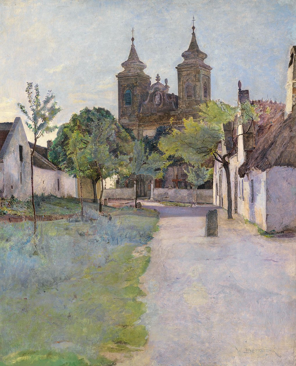 Blick auf einen Kirchenvorplatz von Wilhelm Bernatzik