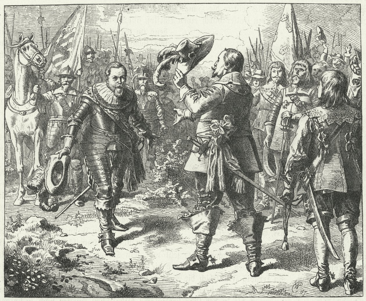 Treffen von Gustav II. Adolf von Schweden und Johann Georg I., Kurfürst von Sachsen in Düben, 1631 von Wilhelm Camphausen