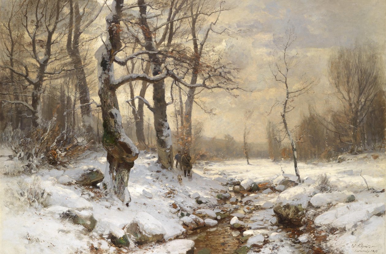 Jäger im Winterwald von Wilhelm Schröter