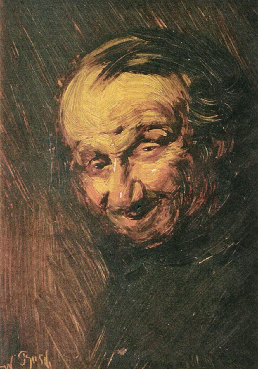 Das Knochenmännchen, Kopf eines alten Mannes von Wilhelm Busch