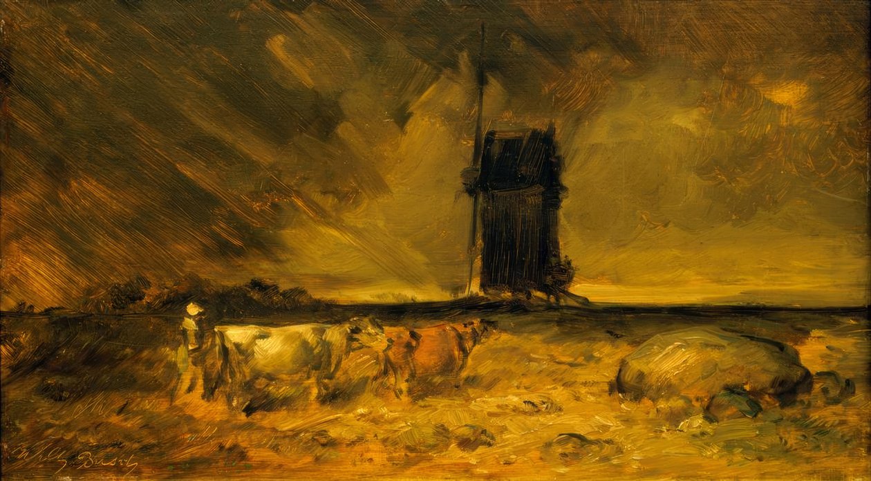 Große Gewitterlandschaft mit Windmühle von Wilhelm Busch