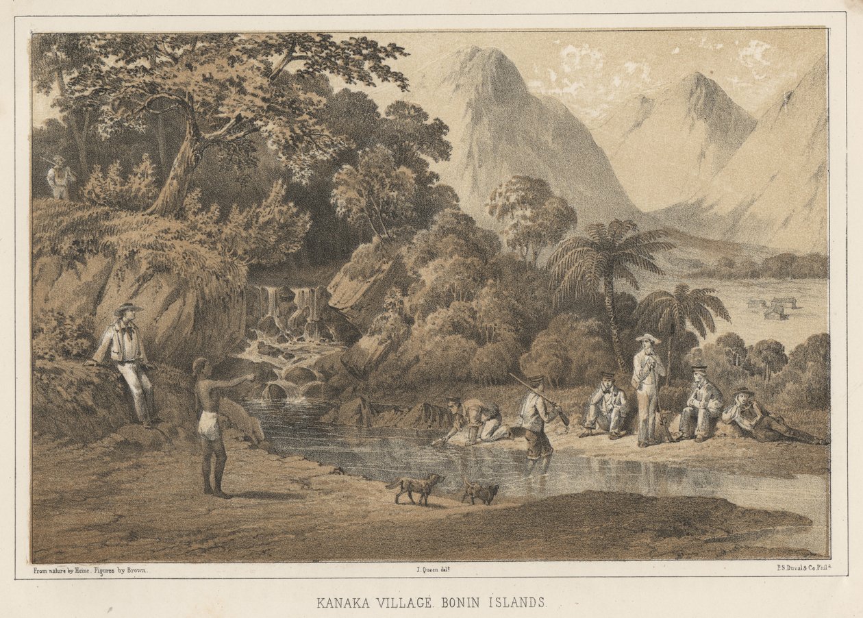 Kanaka-Dorf Bonin-Inseln, 1855 von Wilhelm Joseph Heine