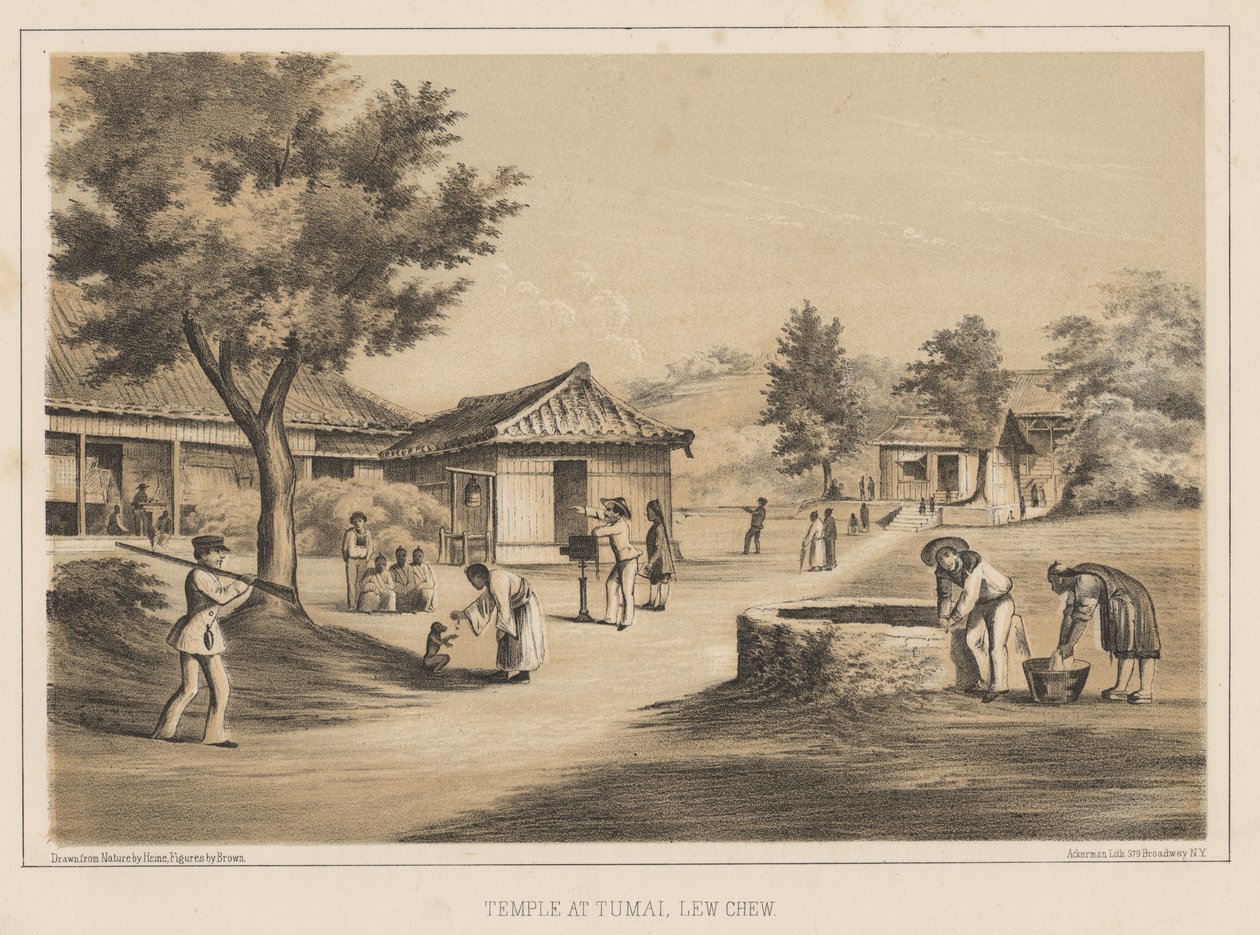 Tempel in Tumai, Lew Chew, 1855 von Wilhelm Joseph Heine