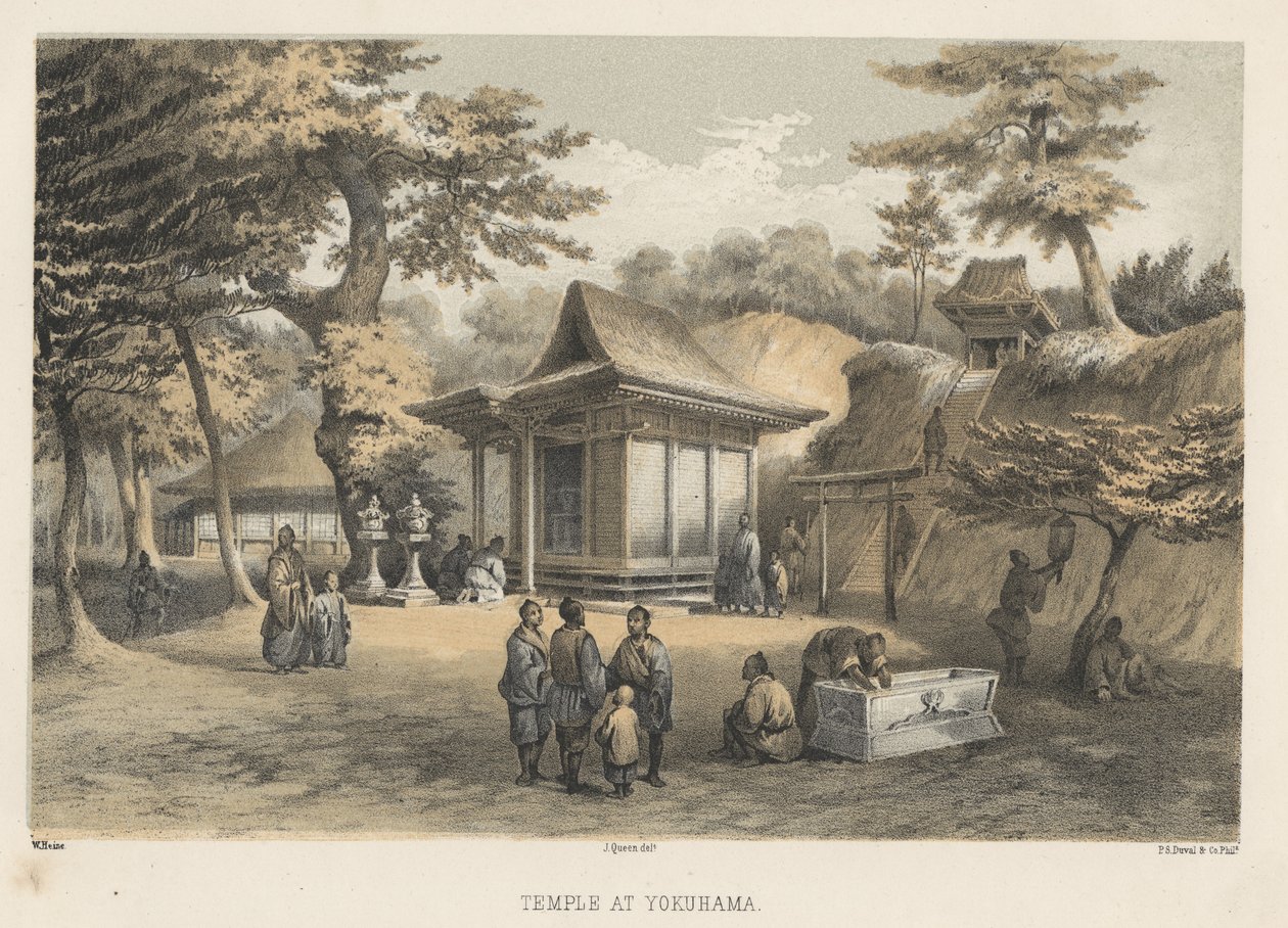 Tempel in Yokohama, 1855 von Wilhelm Joseph Heine
