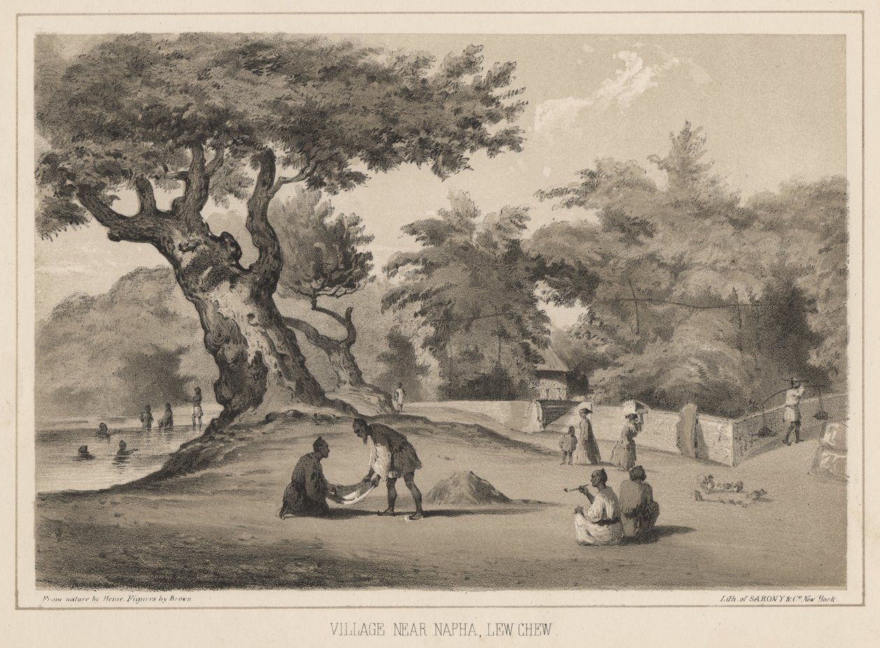 Dorf in der Nähe von Napha, Lew Chew, 1855 von Wilhelm Joseph Heine