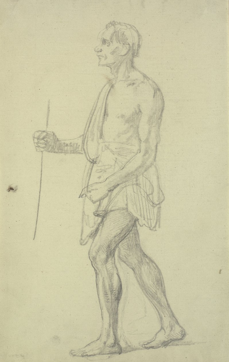Figurenstudie. Stehender Mann im Profil nach links von Wilhelm Marstrand