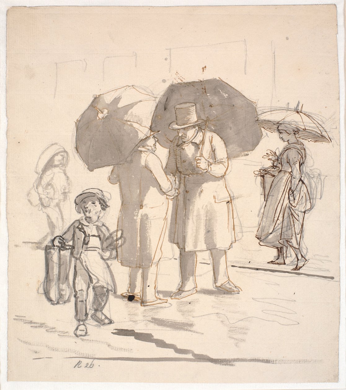 Straßenszene im Regen von Wilhelm Marstrand