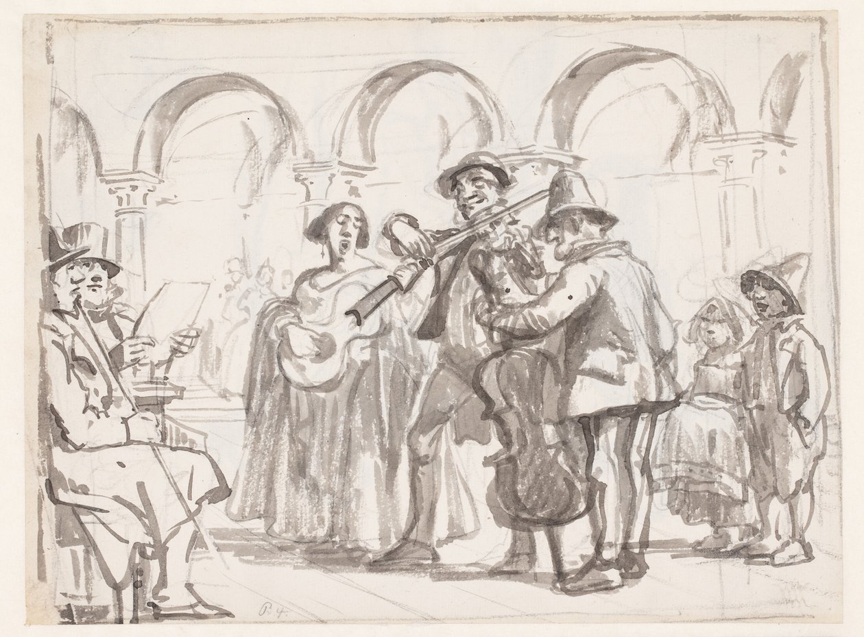 Der Musikant auf dem Markusplatz, Venedig von Wilhelm Marstrand