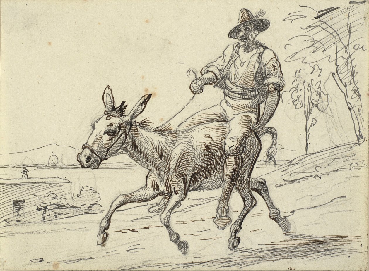Junger Mann reitet auf einem Esel von Wilhelm Marstrand