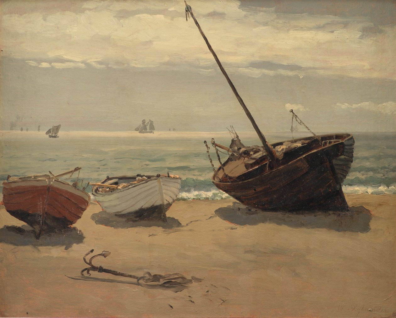 Boote am Strand. Skagen von Wilhelm Xylander